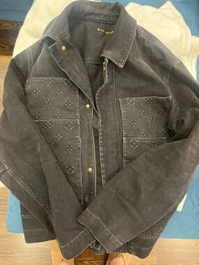 Louis Vuitton Black Denim Jacket with Subtle Monogram Detailing